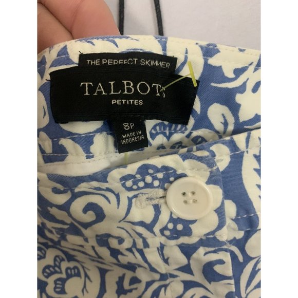 Talbots The Perfect Skimmer Petite Blue Floral Women’s SZ 8P Capri Chino Pants - Picture 5 of 5